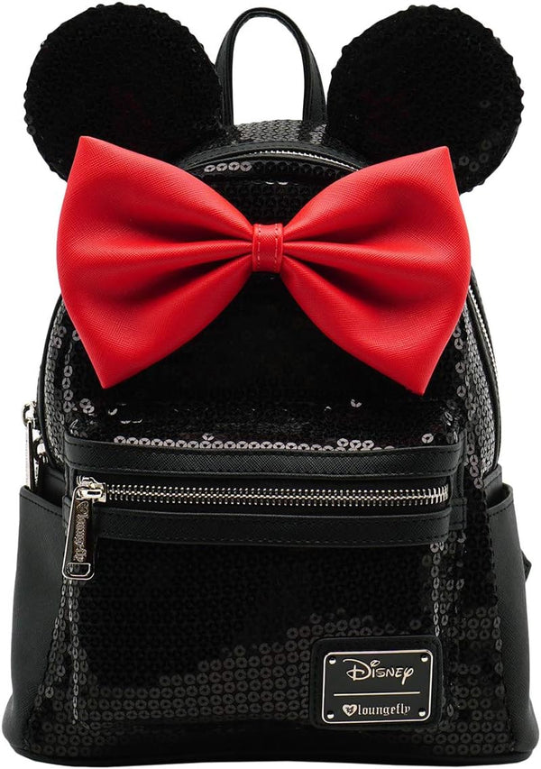 Loungefly Disney Minnie Mouse Black Sequin Double Strap Shoulder Bag