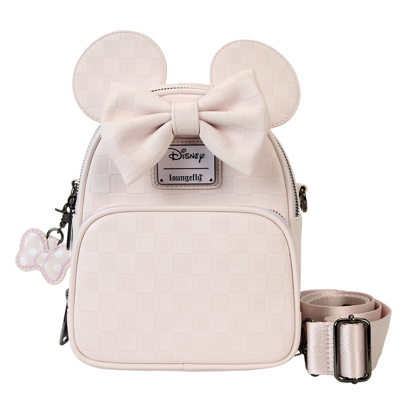 Minnie Mouse Checkered Texture Convertible Mini Backpack & Crossbody Bag